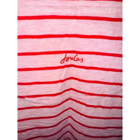 Joules Red White Striped Nautical V Neck Top 10 Classic Travel Casual Money Prep - Picture 10 of 10